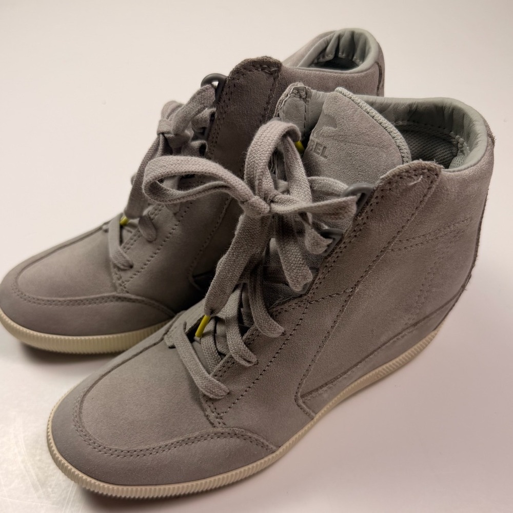 Sorel Evie Sport Lace Grey Suede Wedge Ankle Boots Warm Winter  Durable Womens 7